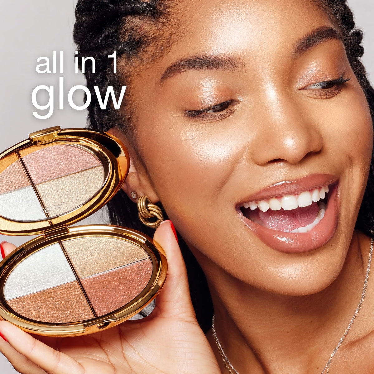 tarte Glow Wardrobe palette lifestyle shot on vanity
