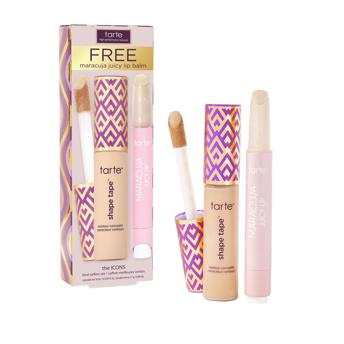 tarte Icons Shape Tape Concealer and Maracuja Juicy Lip Duo front view