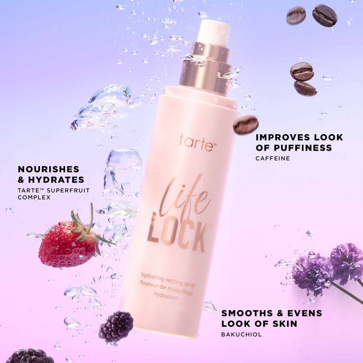 tarte Life Lock Hydrating Setting Spray in lifestyle setting