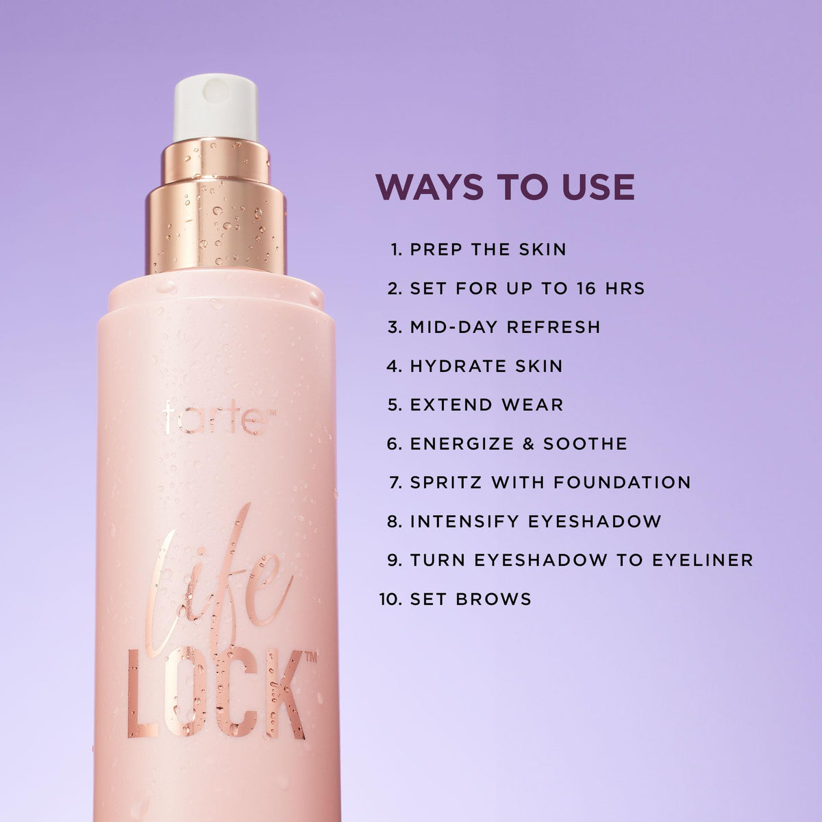 tarte Life Lock Hydrating Setting Spray on vanity
