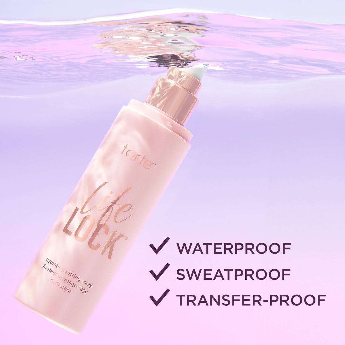 tarte Life Lock Hydrating Setting Spray with makeup products