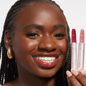 tarte Maracuja Juicy Lip Balm Duo in use on lips