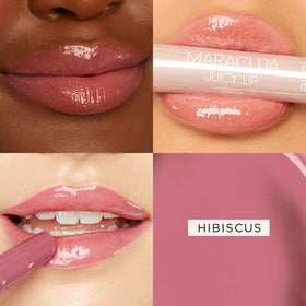 tarte Maracuja Juicy Lip Trio set displayed with swatches