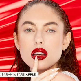 tarte Maracuja Juicy Lip Vinyl Gloss apple flavour swatch on lips