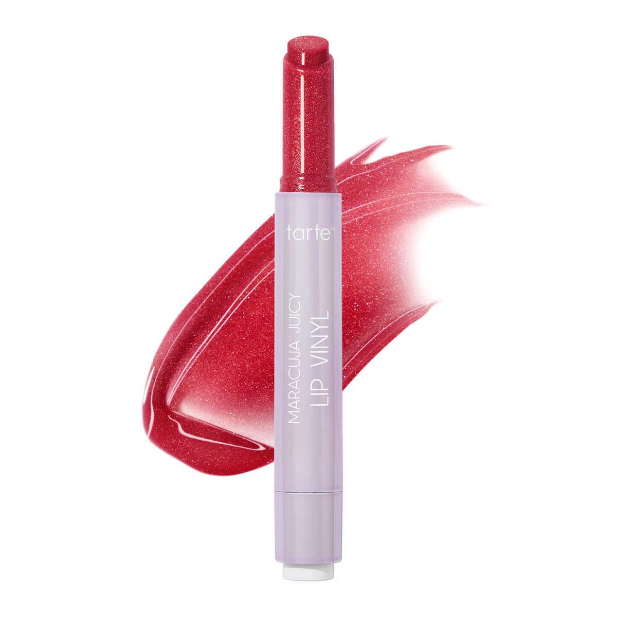 tarte Maracuja Juicy Lip Vinyl Gloss front view in shimmering cranberry