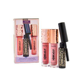 tarte Viral Maneater Mascara & Blush Trio front view with pink and coral shades