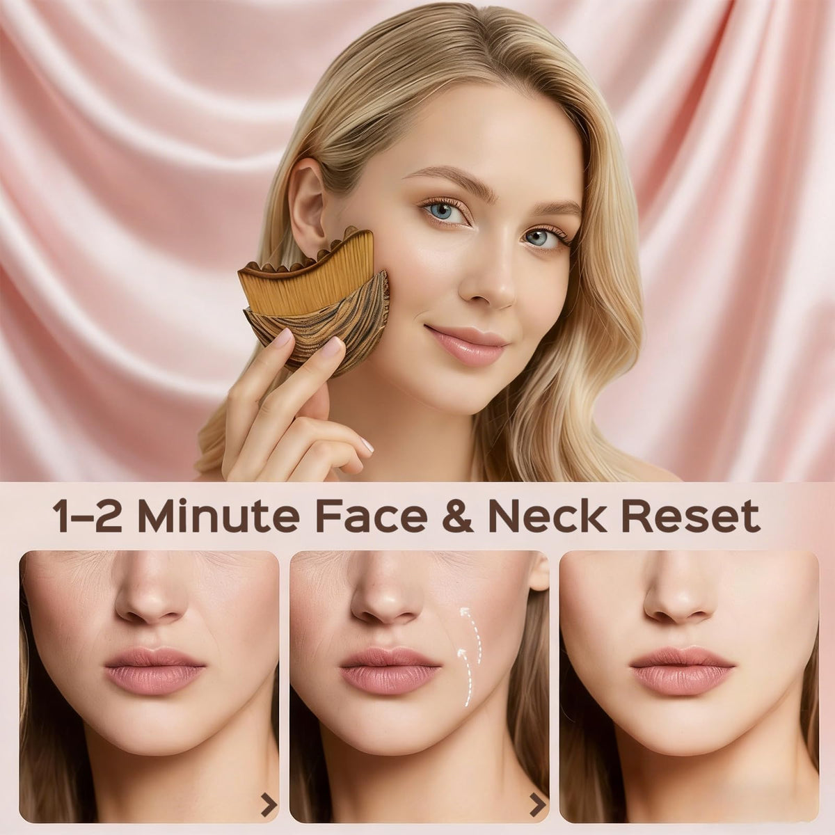 TARVOX 2PCS Lymphatic Face Brush set displayed on a vanity