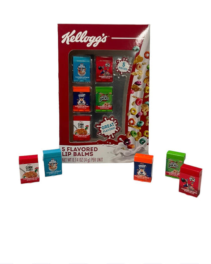 Taste Beauty 5-Piece Cereal Flavoured Lip Balm Set front view in vending machine box