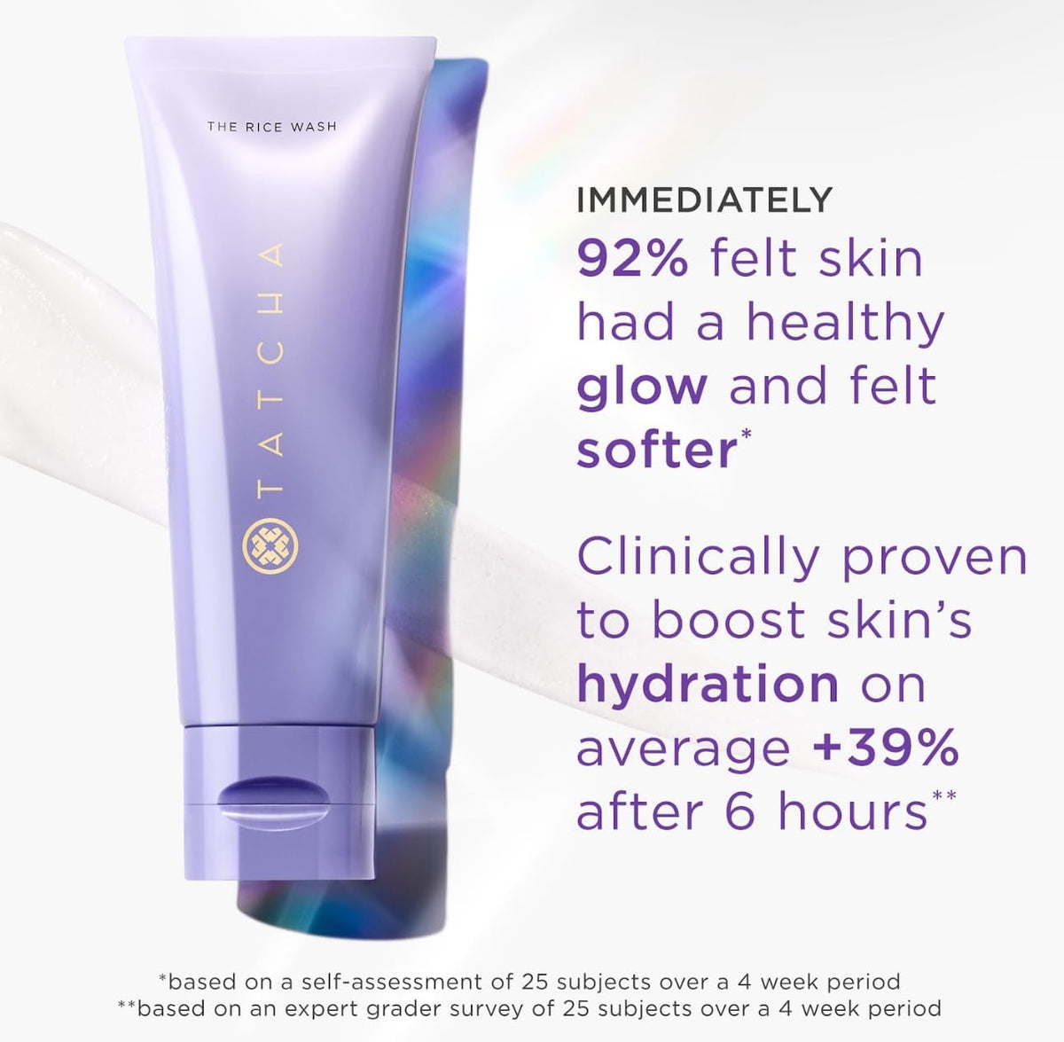 TATCHA The Rice Wash application on hand
