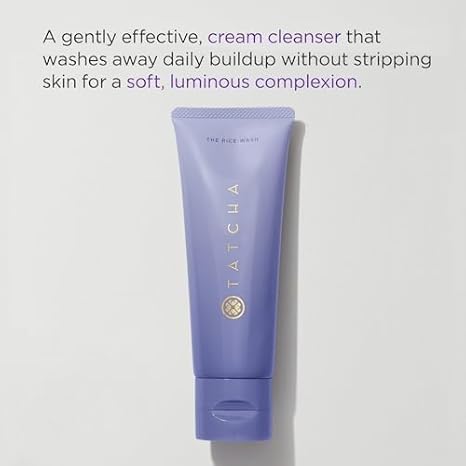 TATCHA The Rice Wash mini size next to skincare products
