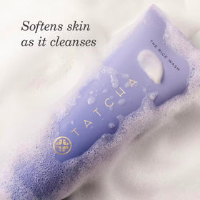 TATCHA The Rice Wash packaging with Japanese rice powder