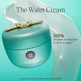 TATCHA The Water Cream on a bathroom counter