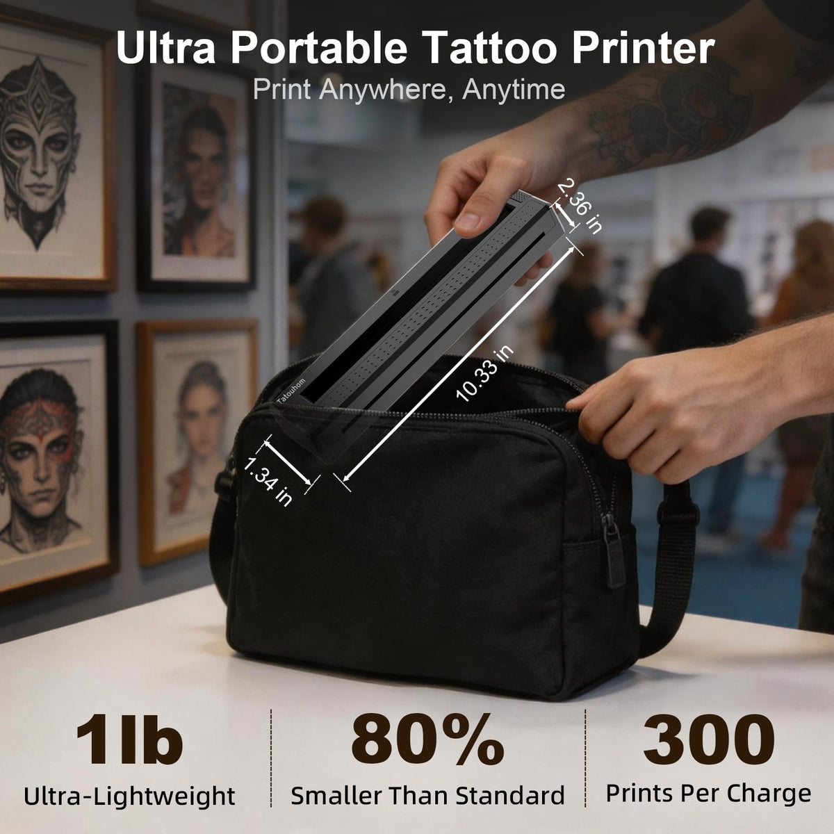 Tatouhom Tattoo Printer displaying printing process for fine-line tattoos
