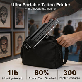 Tatouhom Tattoo Printer displaying printing process for fine-line tattoos