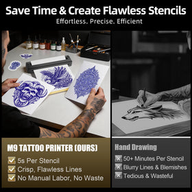 Tatouhom Tattoo Printer in use with tattoo stencils being printed