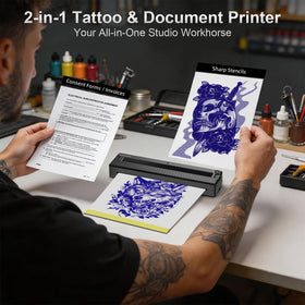 Tatouhom Tattoo Printer showing Bluetooth and USB-C connectivity ports