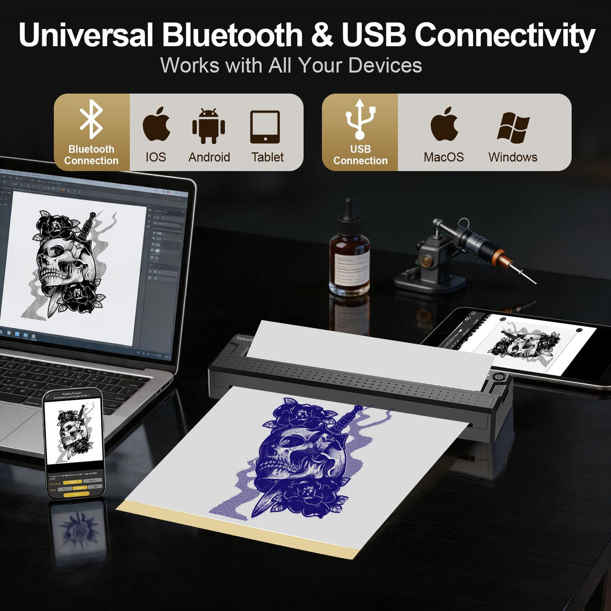Tatouhom Tattoo Printer with built-in rechargeable battery