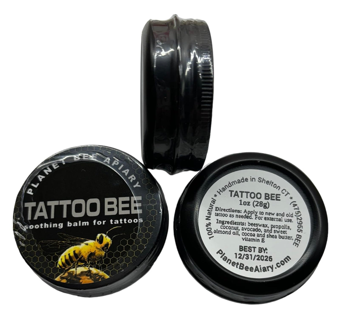 Tattoo Bee by Planet Bee Apiary tin with natural ingredients
