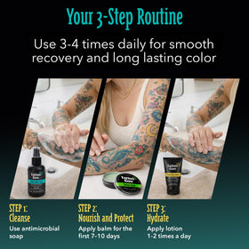 Tattoo Goo Antimicrobial Soap being used for tattoo care