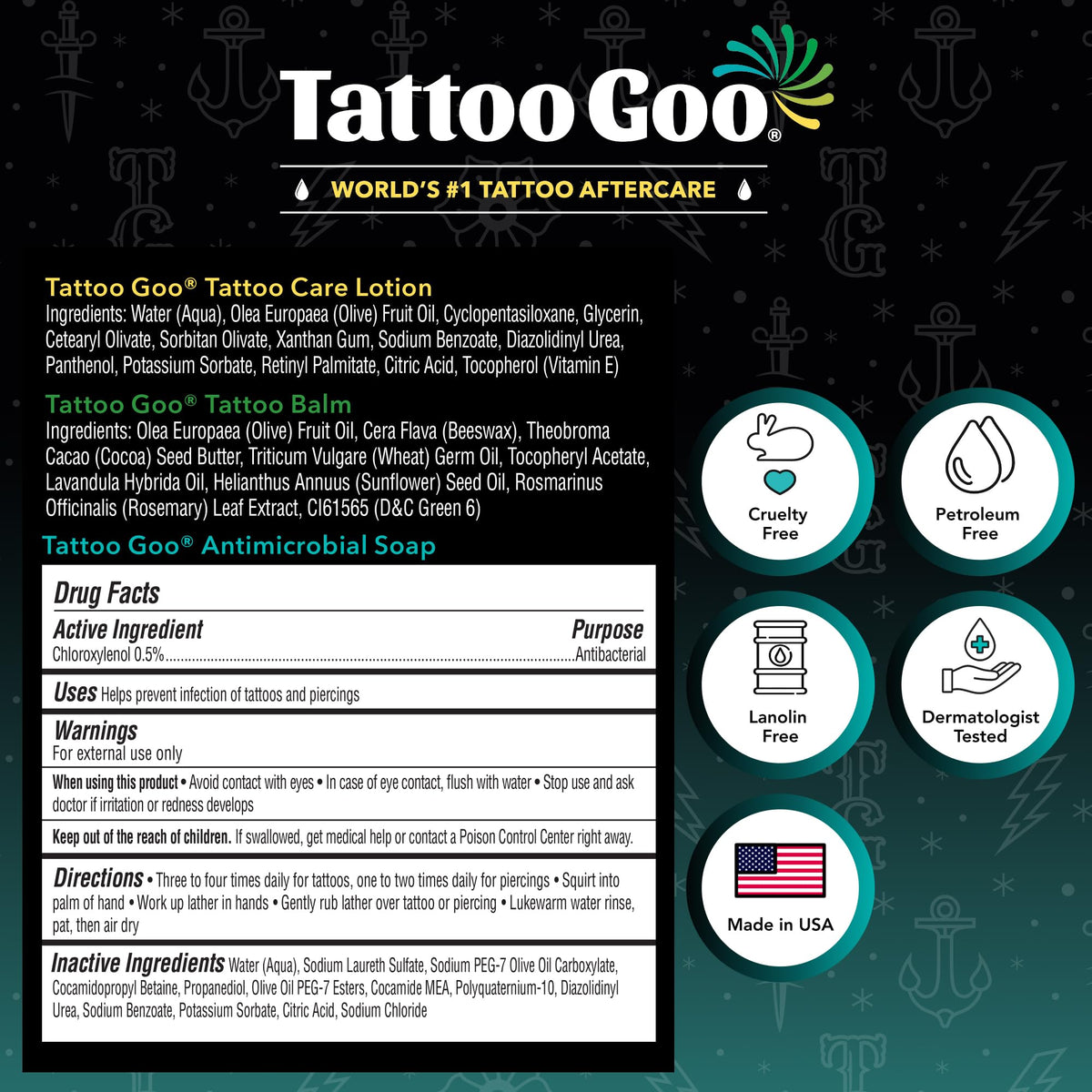 Tattoo Goo Tattoo Lotion applied for ongoing moisture support