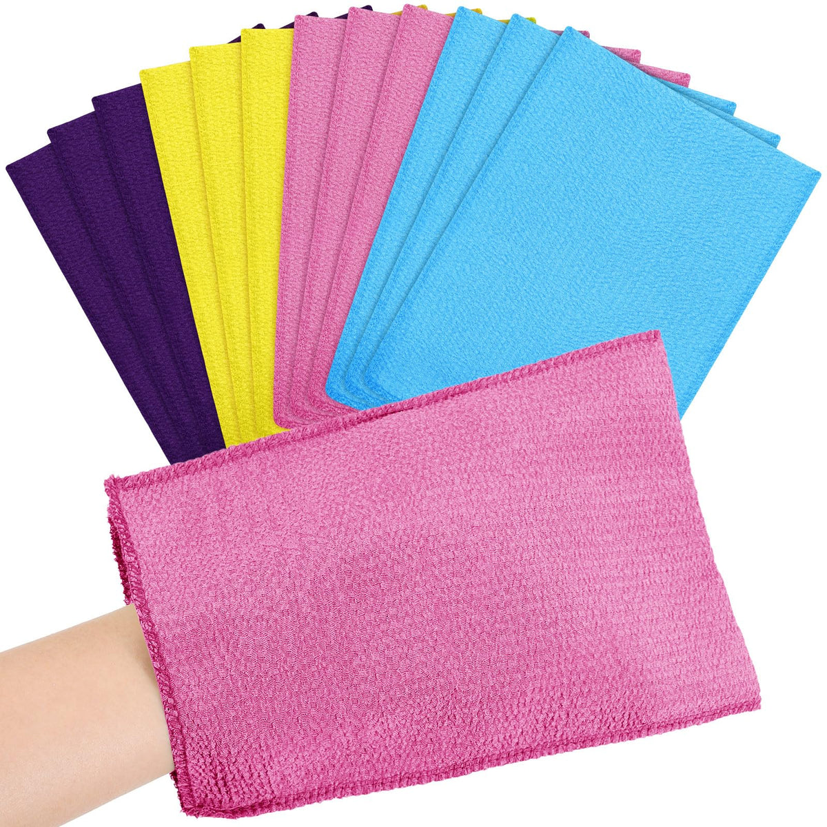 Tatuo 12 Pack Korean Exfoliating Mitts in assorted colours