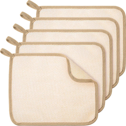 Tatuo 5 Pcs Exfoliating Washcloth Set with brown edge front view
