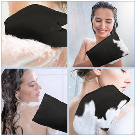 Tatuo exfoliating mitt being used on arm