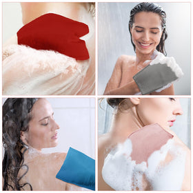 Tatuo Exfoliating Mitts blue colour laid flat