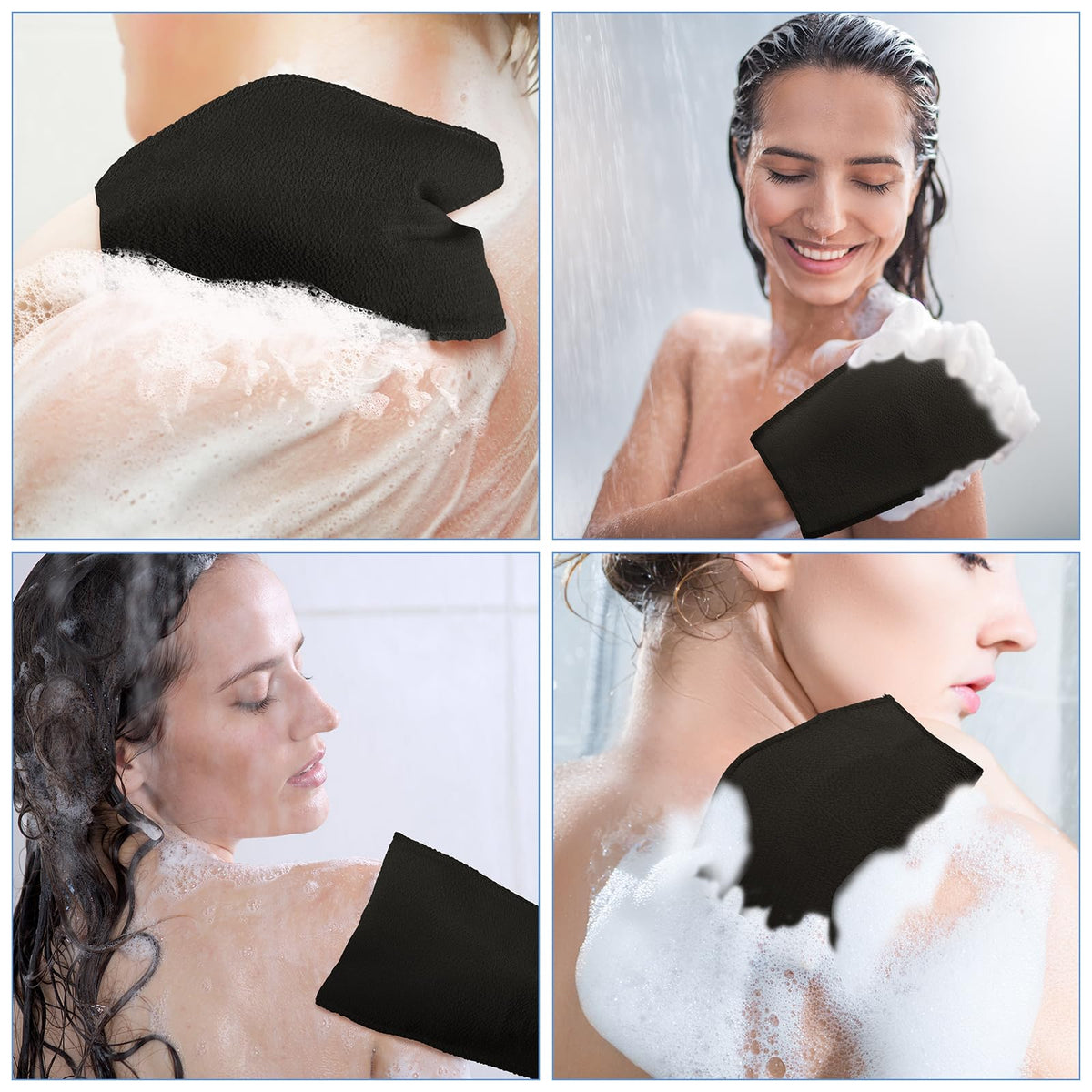 Tatuo exfoliating mitts laid out on a towel