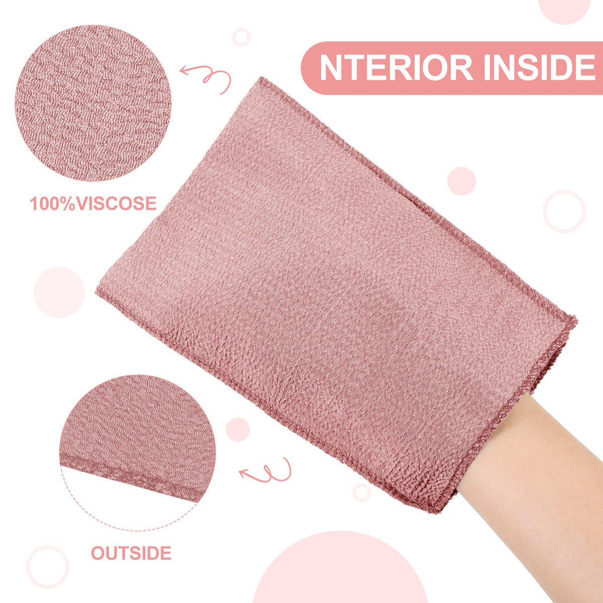 Tatuo Exfoliating Mitts pink colour with texture detail