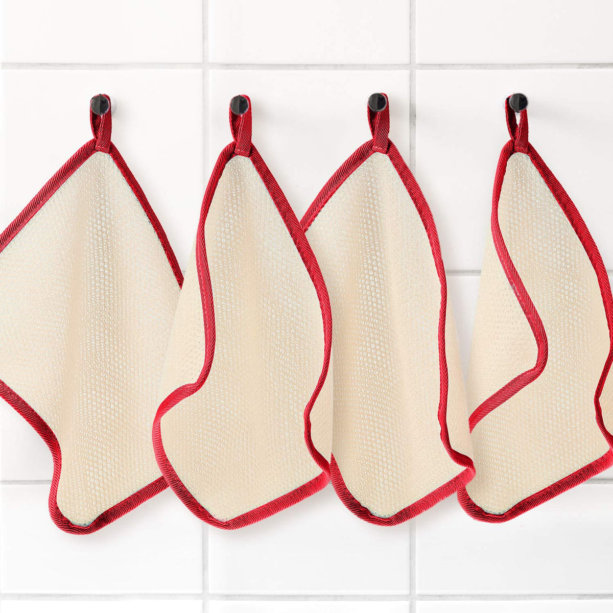 Tatuo Exfoliating Washcloth displayed on a bathroom counter