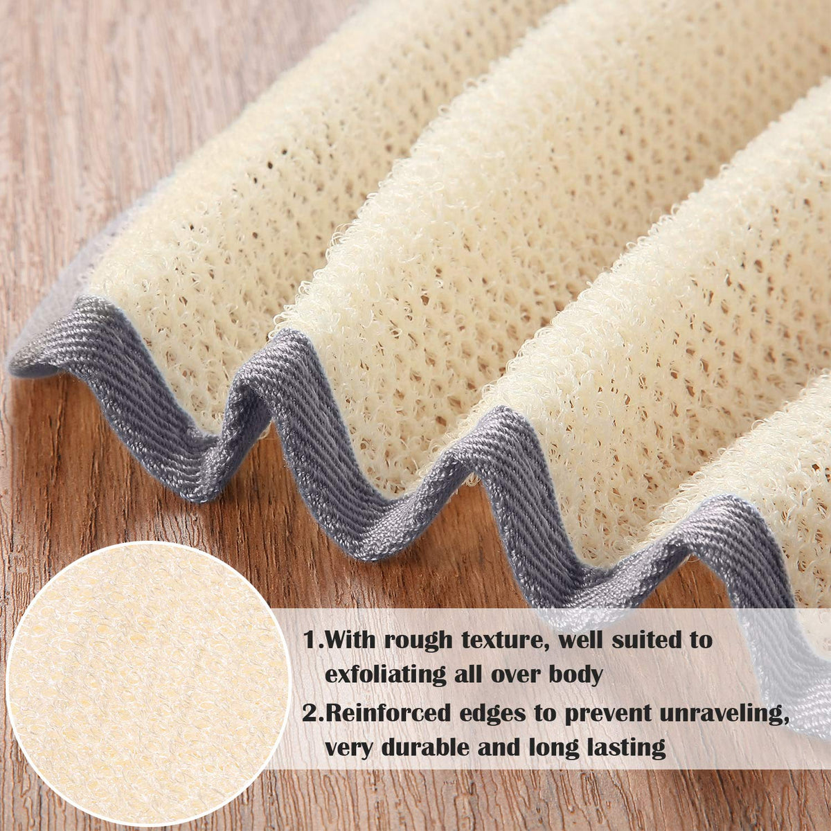 Tatuo exfoliating washcloth gray edge close-up of texture