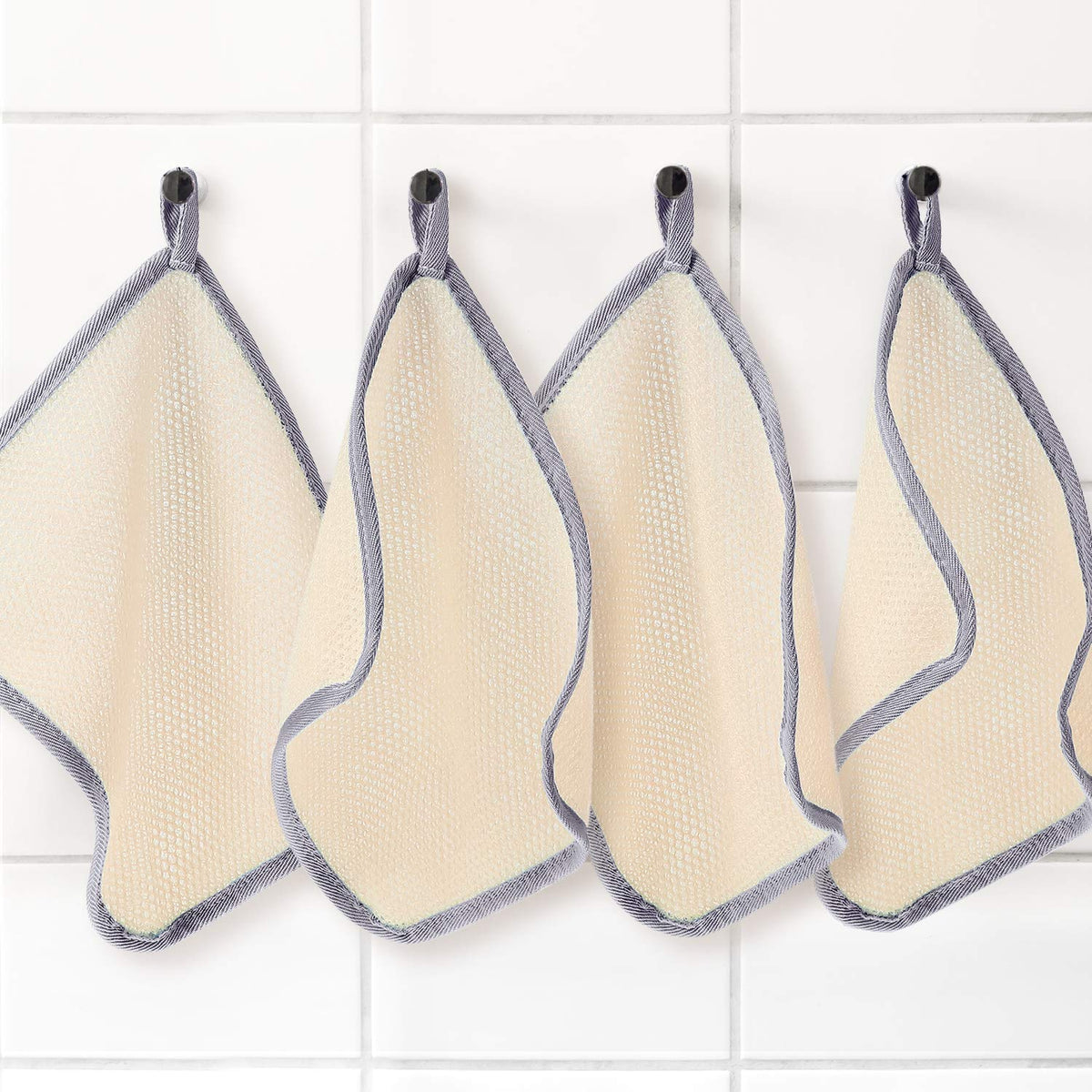 Tatuo exfoliating washcloth gray edge folded and ready for use