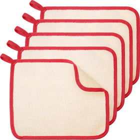 Tatuo Exfoliating Washcloth set of 5 with red edges