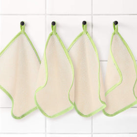 Tatuo Exfoliating Washcloths hanging to dry after wash