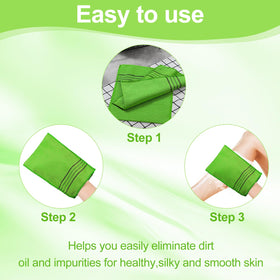 Tatuo Korean exfoliating mitts in yellow and green