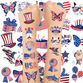 TATUWST 150PCS 4th of July temporary tattoos featuring stars and eagles