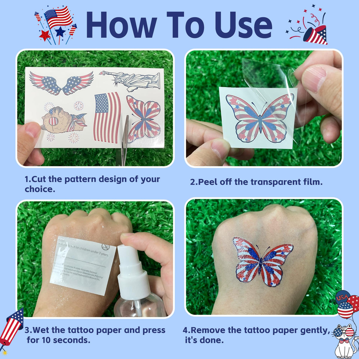 TATUWST 150PCS temporary tattoos in packaging for kids