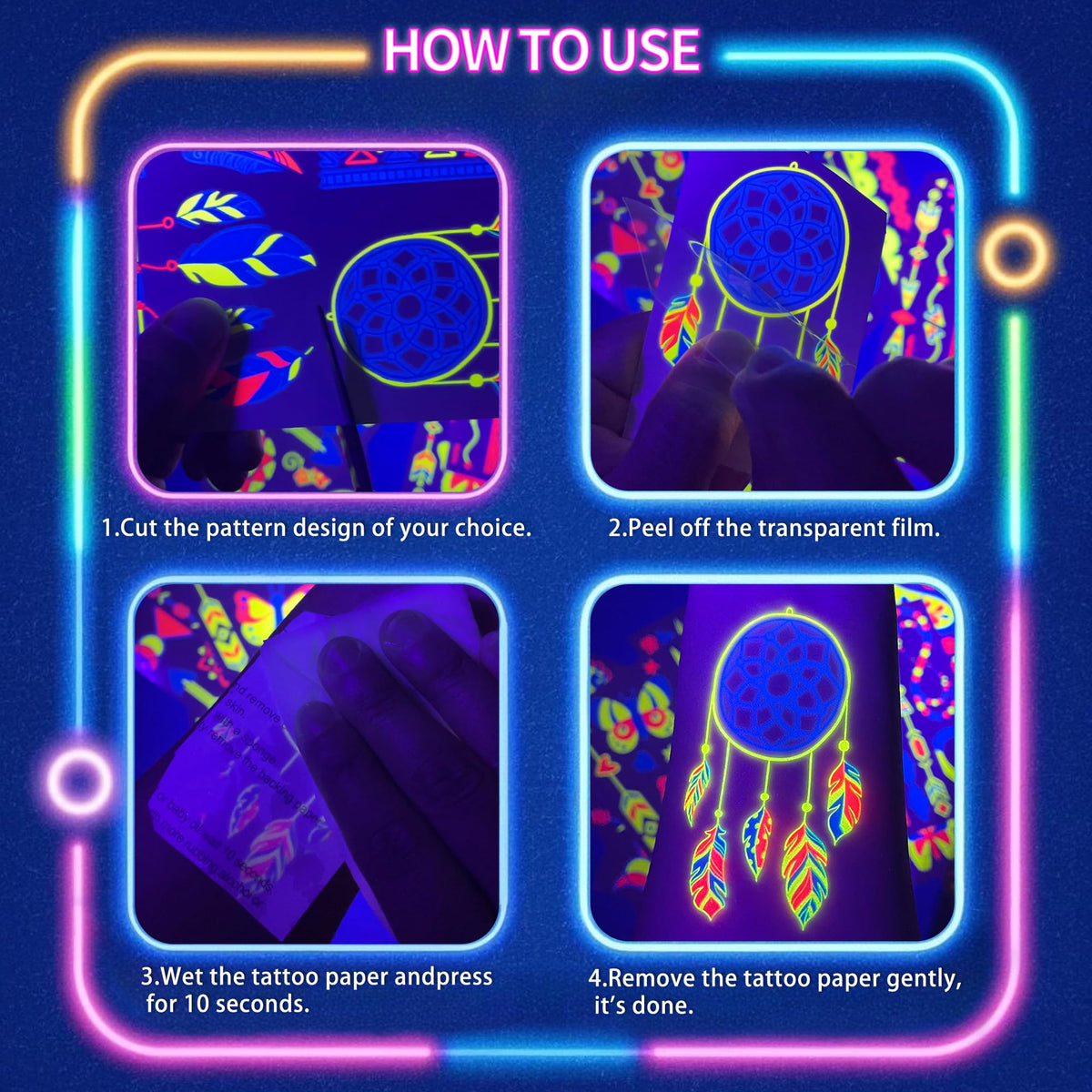 TATUWST Glow in the Dark Tattoos at a glow party scene