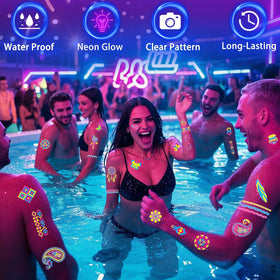 TATUWST Glow in the Dark Tattoos display with packaging