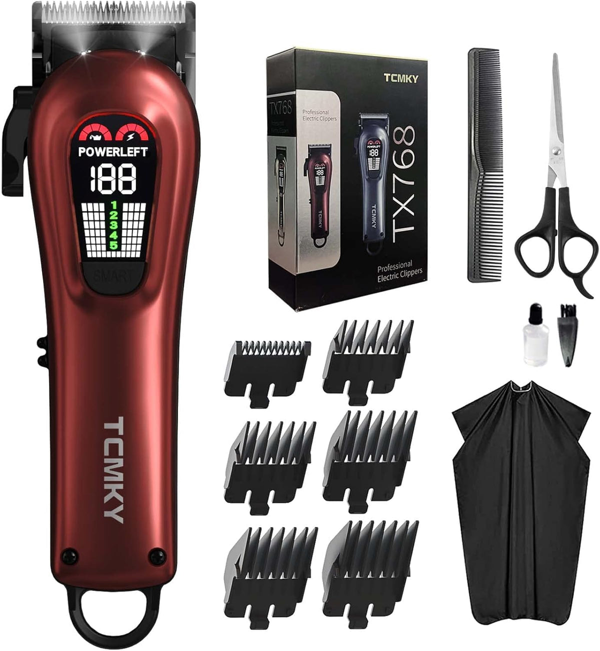 TCMKY Hair Clippers front view with LED display