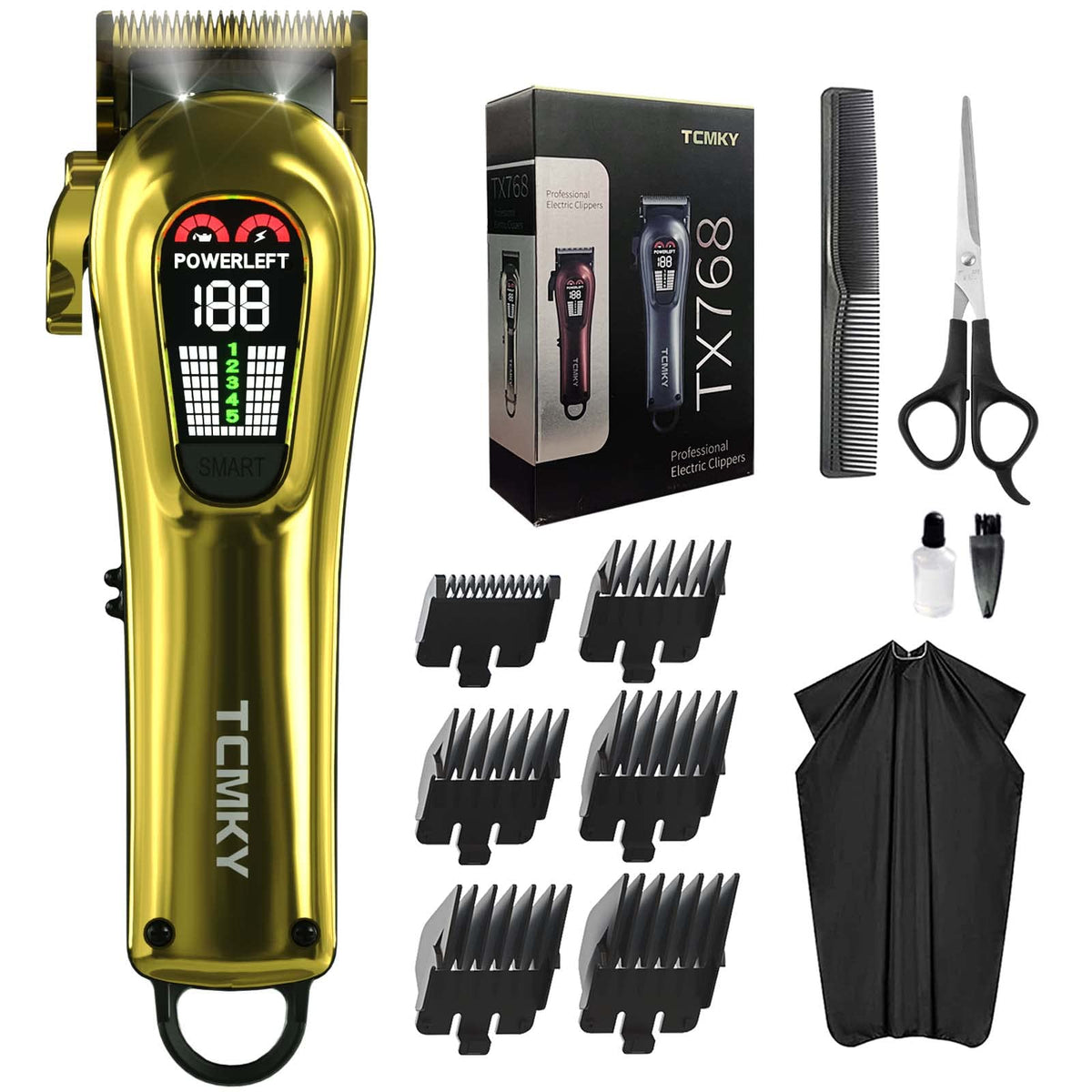 TCMKY Hair Clippers front view with LED display