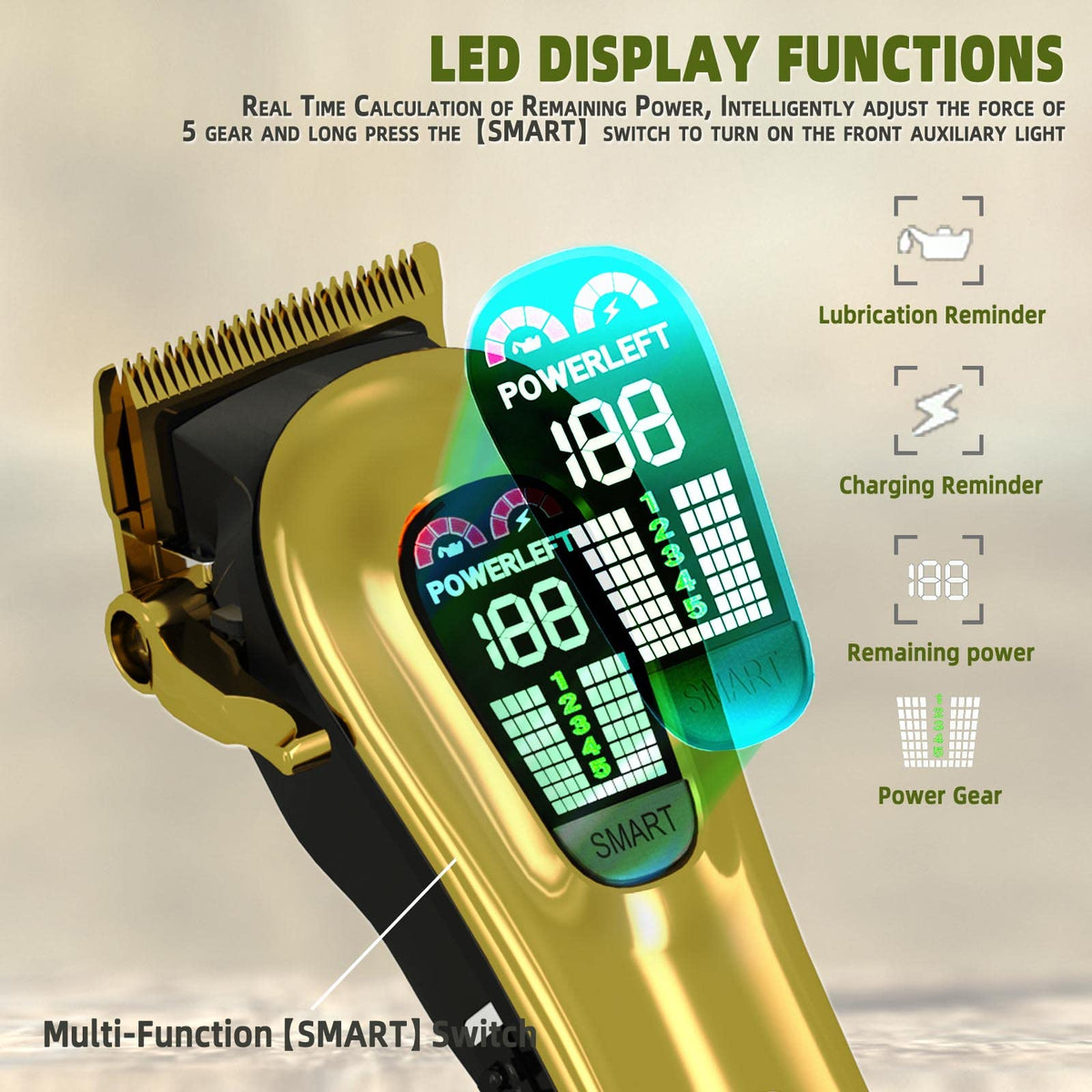 TCMKY Hair Clippers showing adjustable power settings