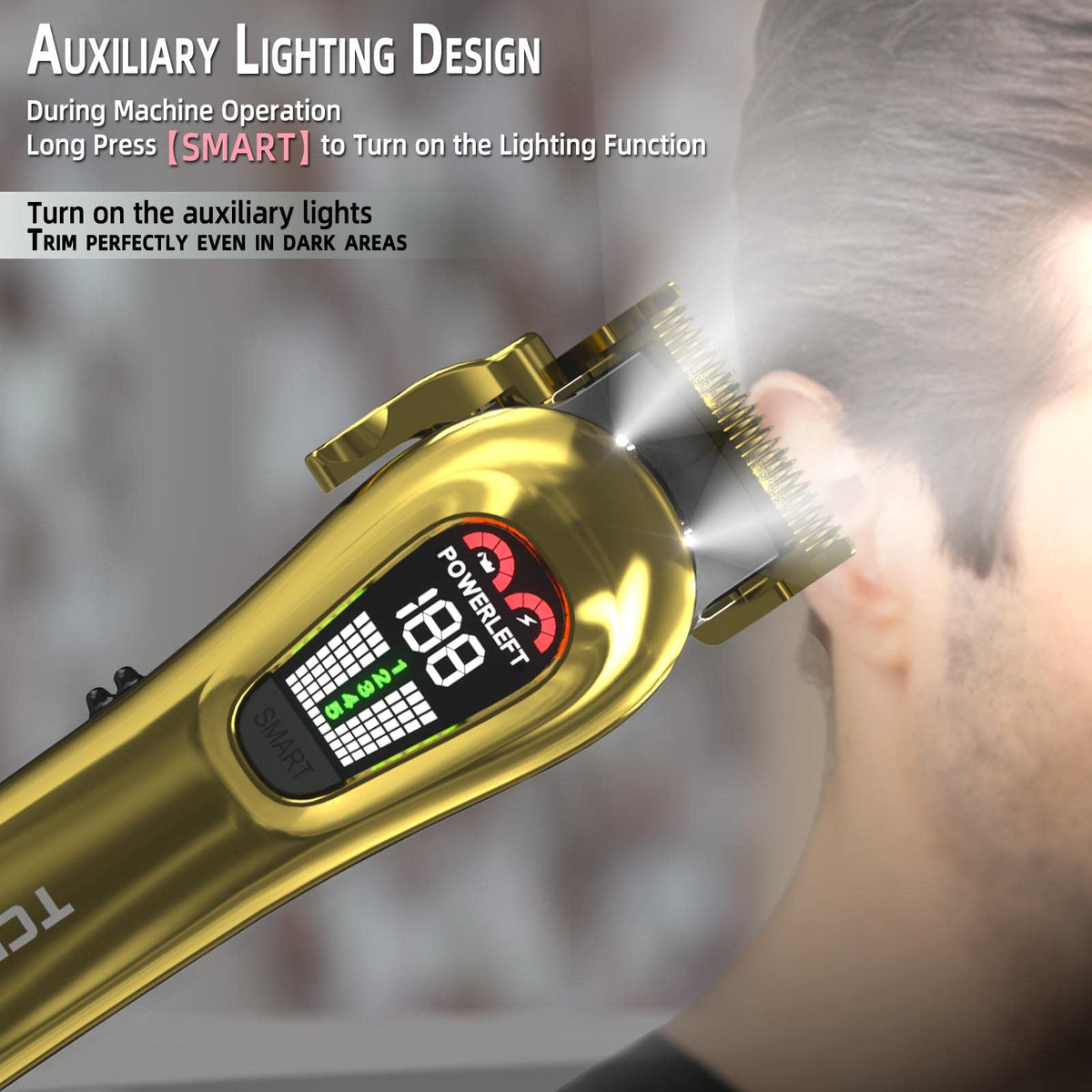 TCMKY Hair Clippers side view showing sharp steel blade