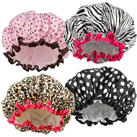 TCOTBE shower cap front view with floral pattern