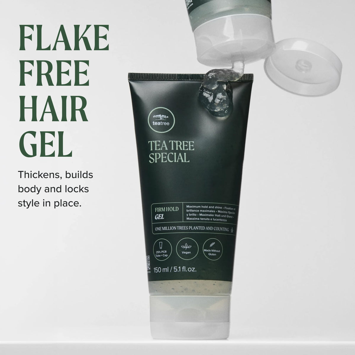 Tea Tree Firm Hold Gel 5.1 fl oz application on hair