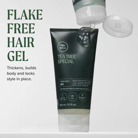Tea Tree Firm Hold Gel 5.1 fl oz application on hair