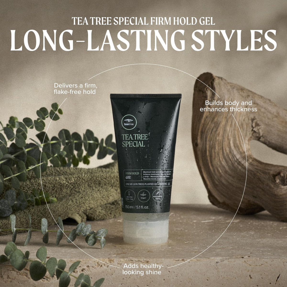Tea Tree Firm Hold Gel 5.1 fl oz side view
