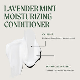 Tea Tree Lavender Mint Moisturizing Conditioner with a spa background