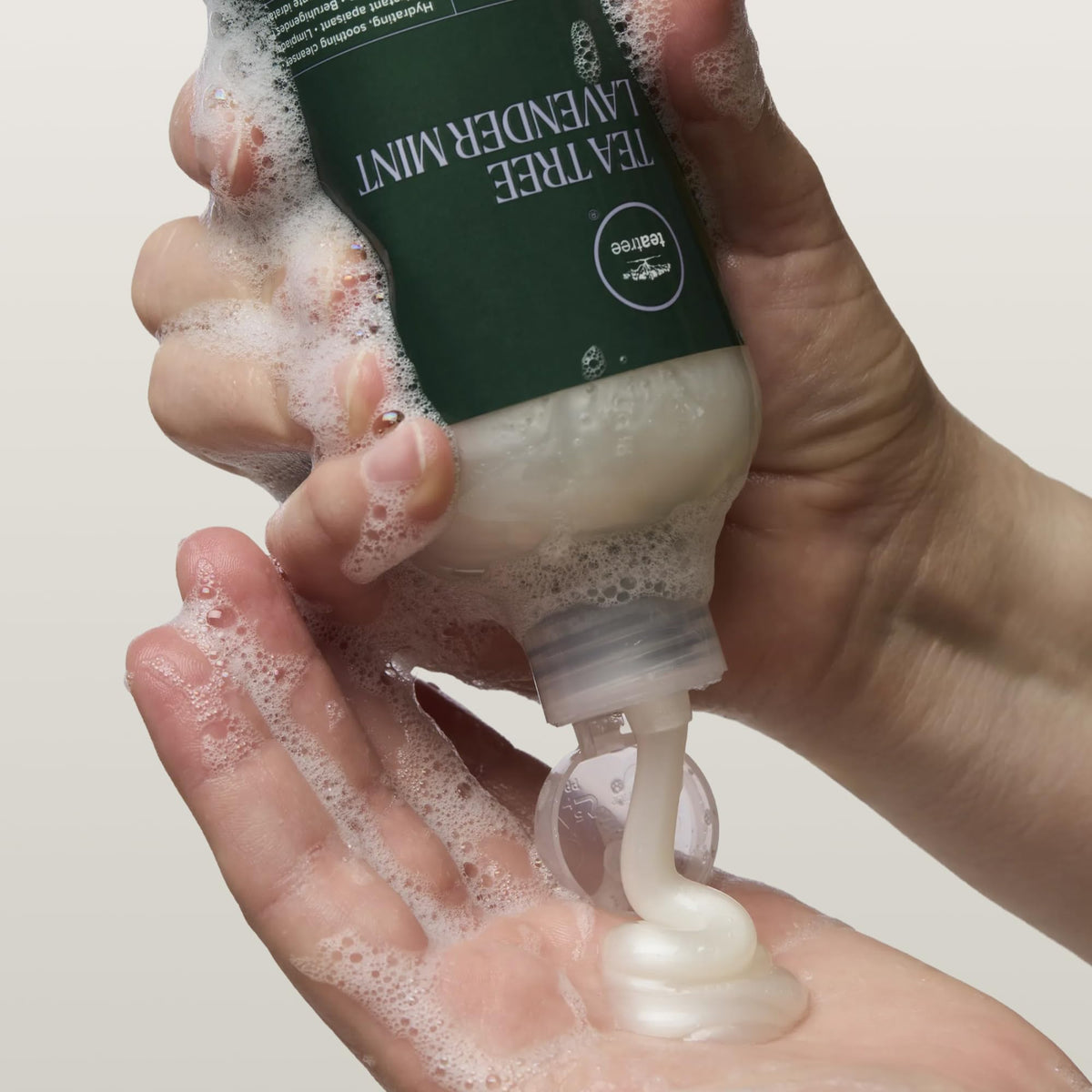 Tea Tree Lavender Mint Shampoo with lavender and mint leaves